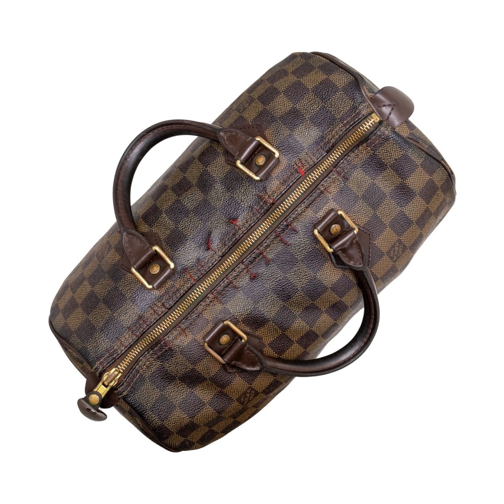 Louis Vuitton Damier Ebene Speedy 30 Boston Bag Brown Canvas Leather Authentic - Picture 5 of 11